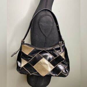 Y2K vintage Patchwork Black and Gold Women's Bag